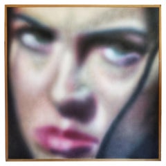 21st Century Modern Acrylic on Canvas Woman Face Painting
