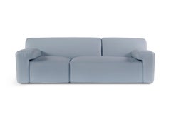 Modern Almourol Sofa, Light Blue Leather, Handmade in Portugal by Greenapple