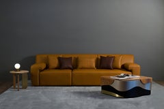 Modern Almourol Leather Sofa, Camel, Handmade in Portugal by Greenapple