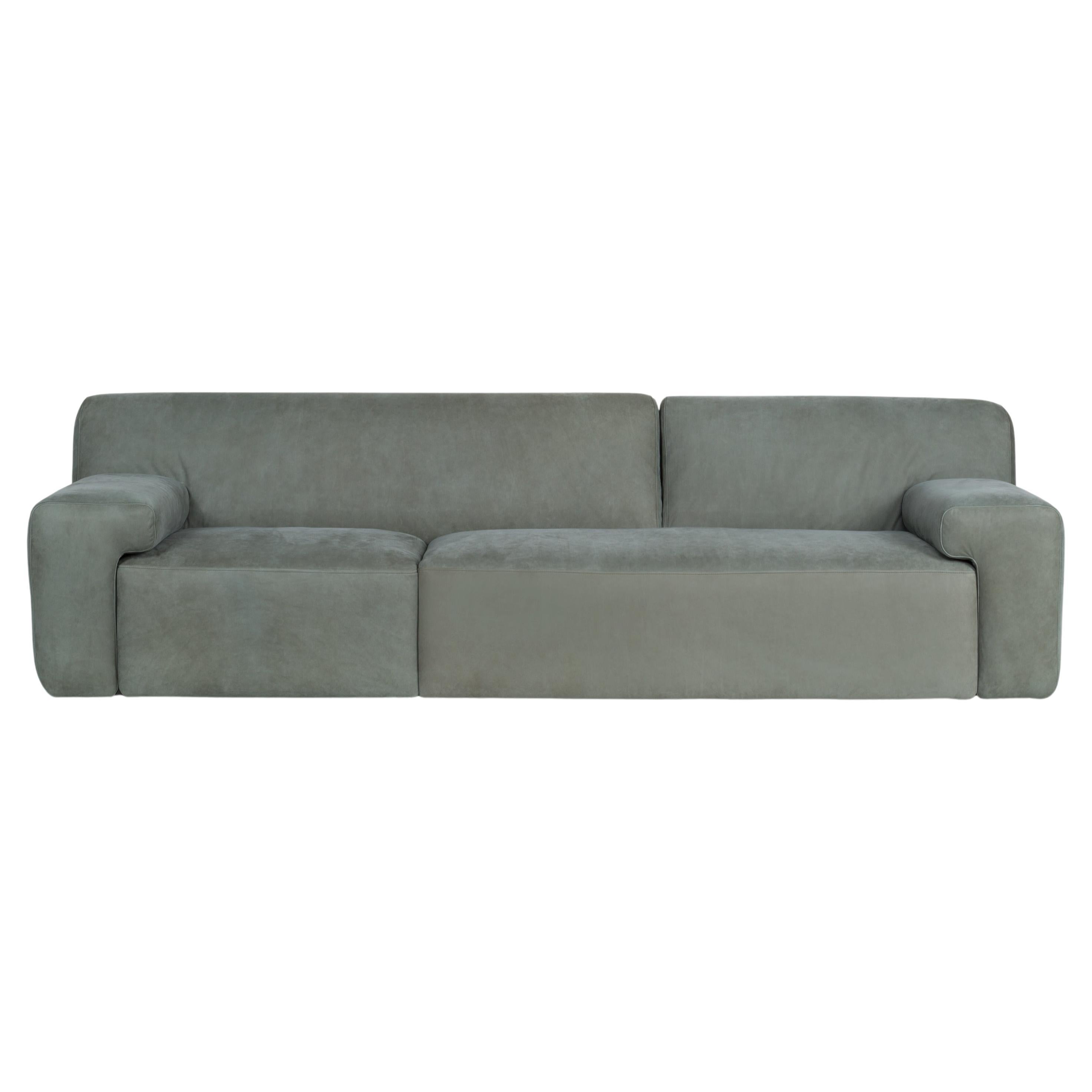 21st Century Modern Almourol 4-Seat Sofa Leather Handcrafted by Greenapple