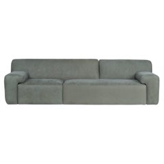 Modern Almourol Sofa, Olive Green Leather, Handmade in Portugal by Greenapple
