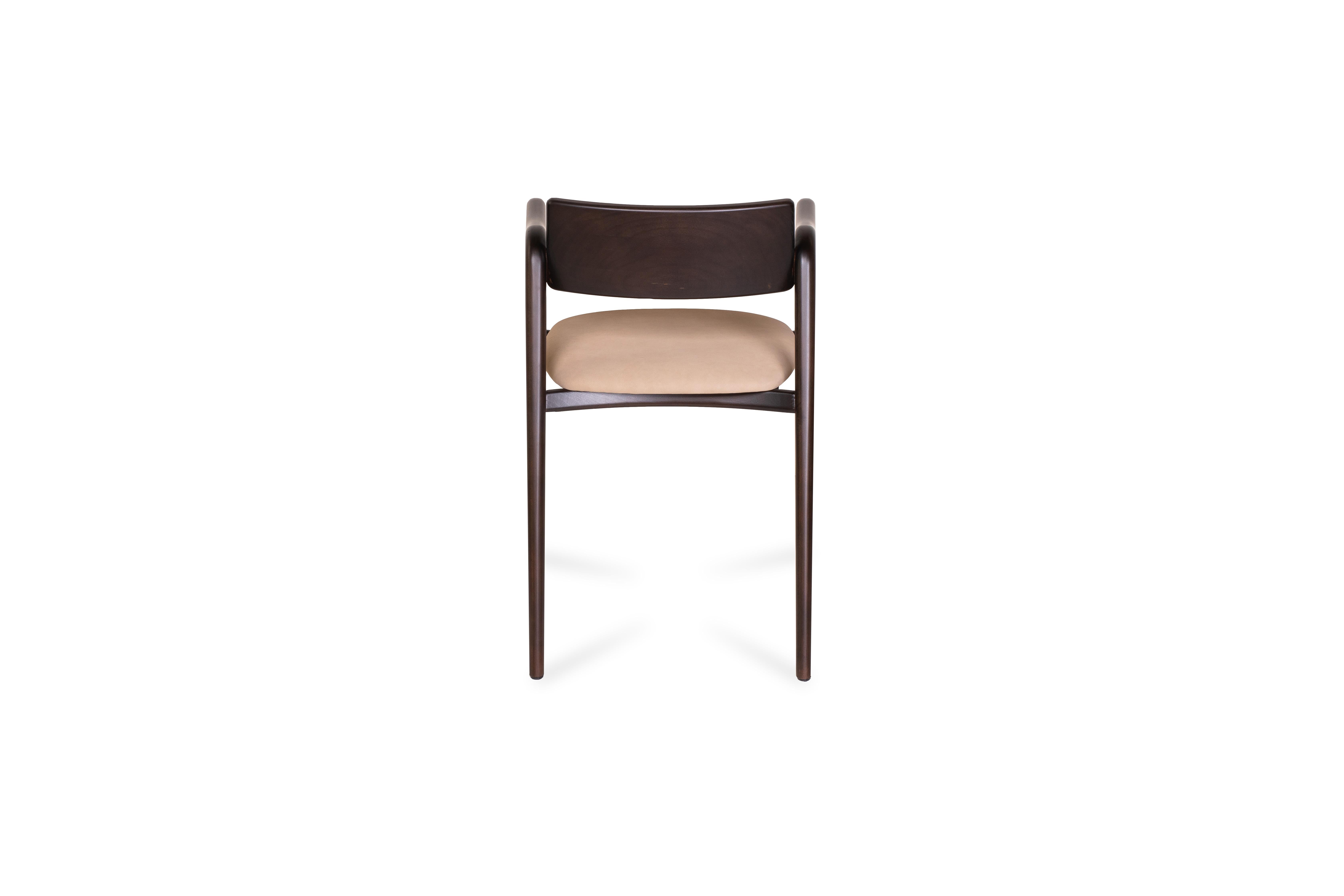 Modern Anjos Dining Chairs, Light-Brown Leather, Handmade Portugal by Greenapple For Sale 10