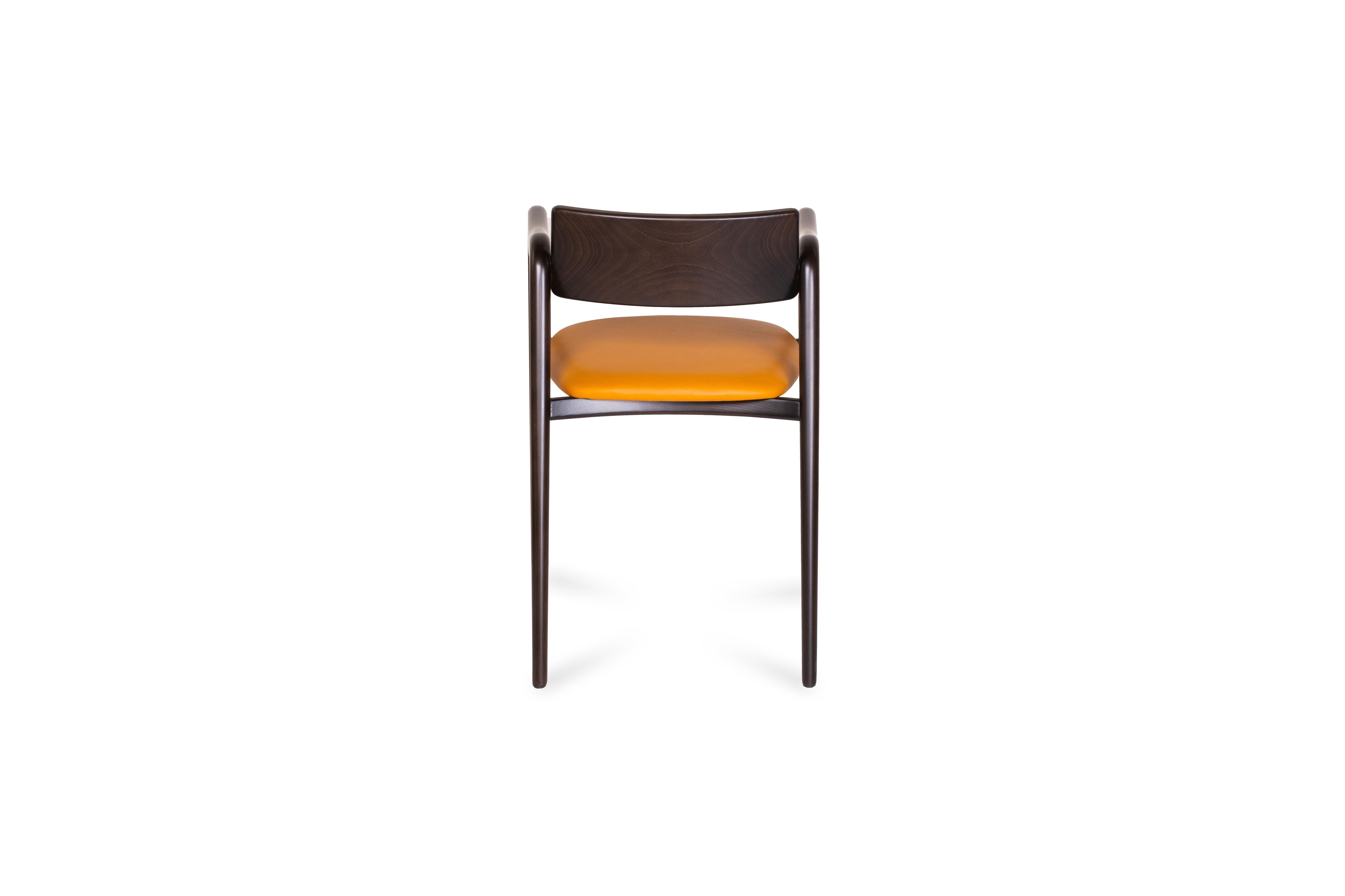 Modern Anjos Dining Chairs, Light-Brown Leather, Handmade Portugal by Greenapple For Sale 11