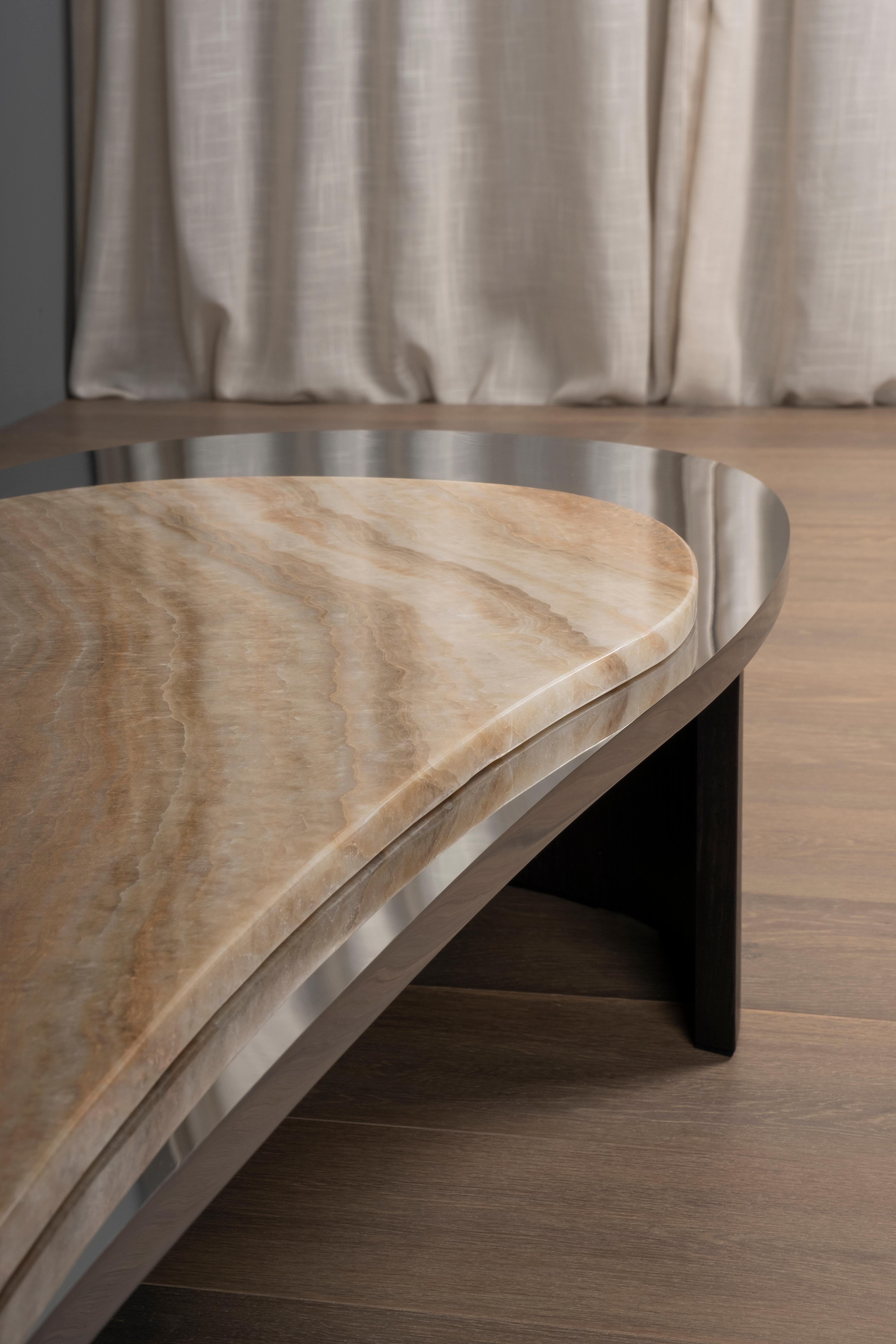 Modern Armona Coffee Table, Onyx Stainless Steel, Handmade Portugal Greenapple For Sale 3