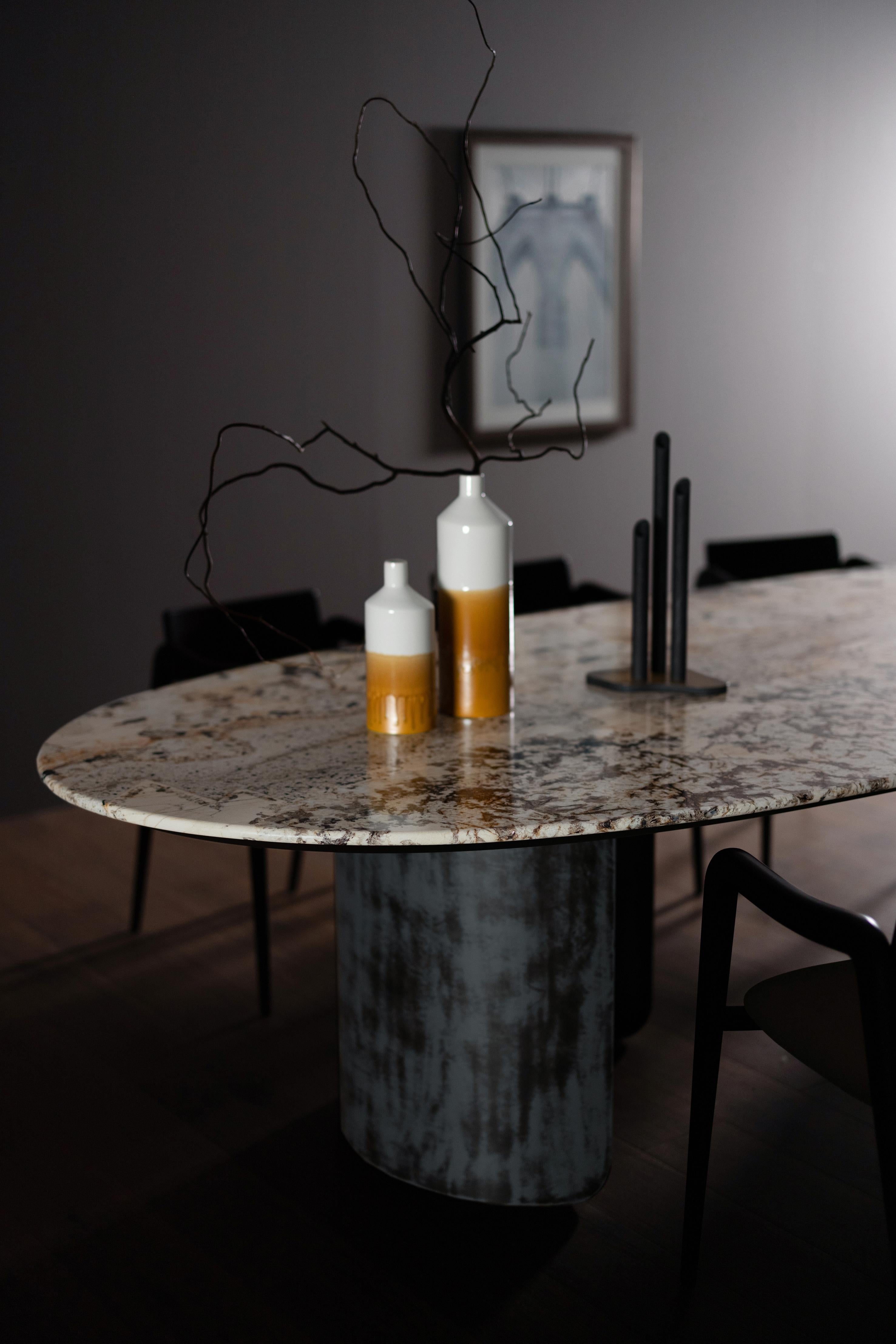 Contemporary Modern Armona Dining Table, Patagonia Stone, Handmade in Portugal by Greenapple For Sale