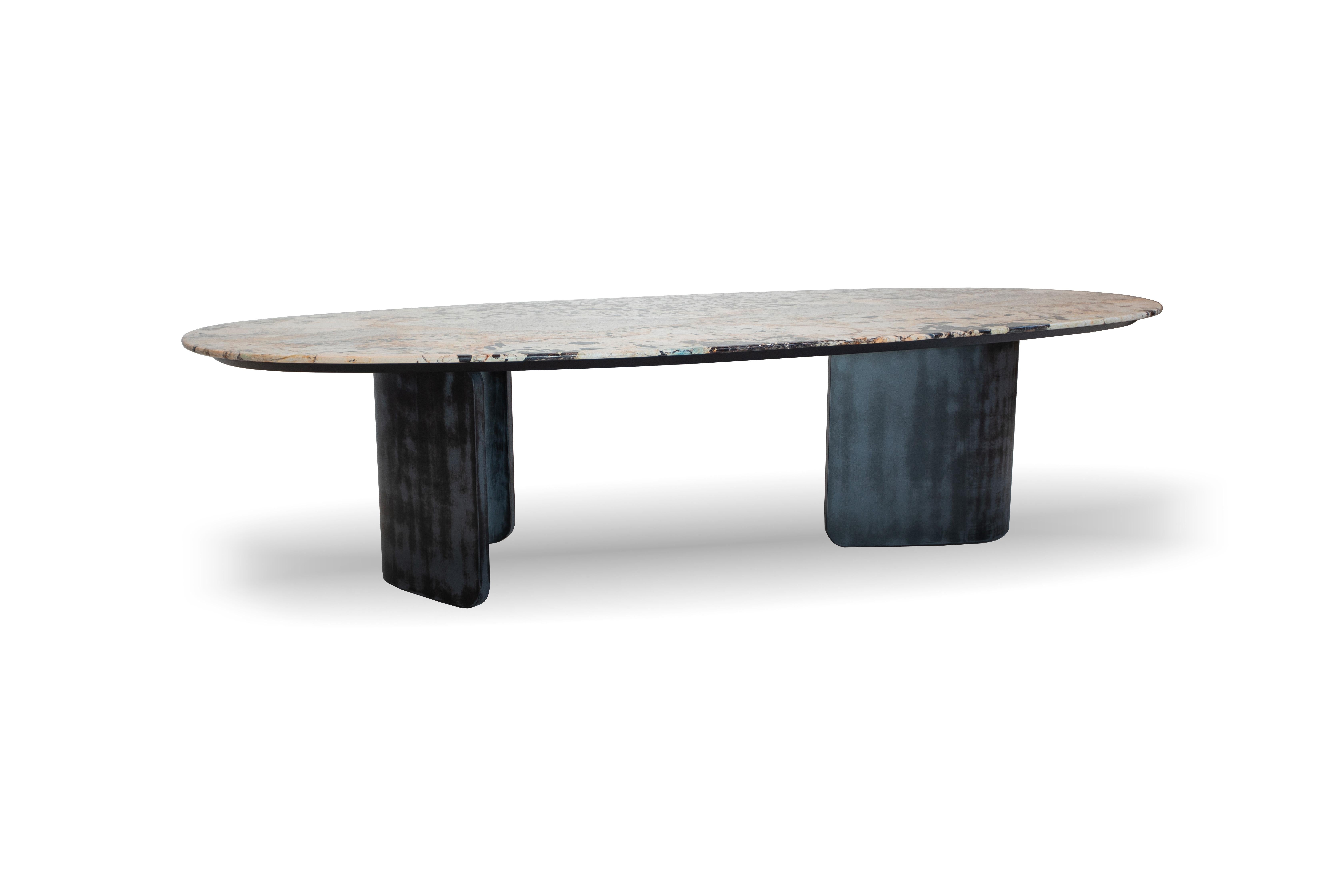 Modern Armona Dining Table, Patagonia Stone, Handmade in Portugal by Greenapple For Sale 4