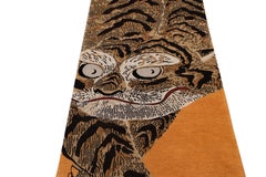 21st Century Modern Art Deco Tibetan Wool Runner with a Tiger Motif