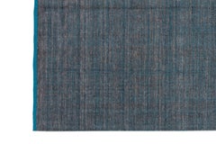 Handmade Modern Bamboo and Silk Boho Rug, Gray and Teal, 9x12 ft