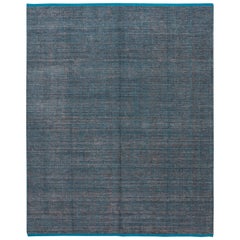 Tapis Boho moderne bleu apadana en bambou et soie fait à la main