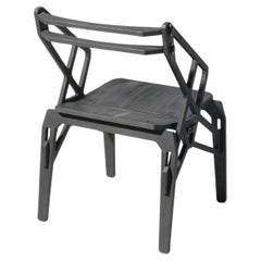 21st Century modern baroque interpretation 'Frame' charcoal black armchair