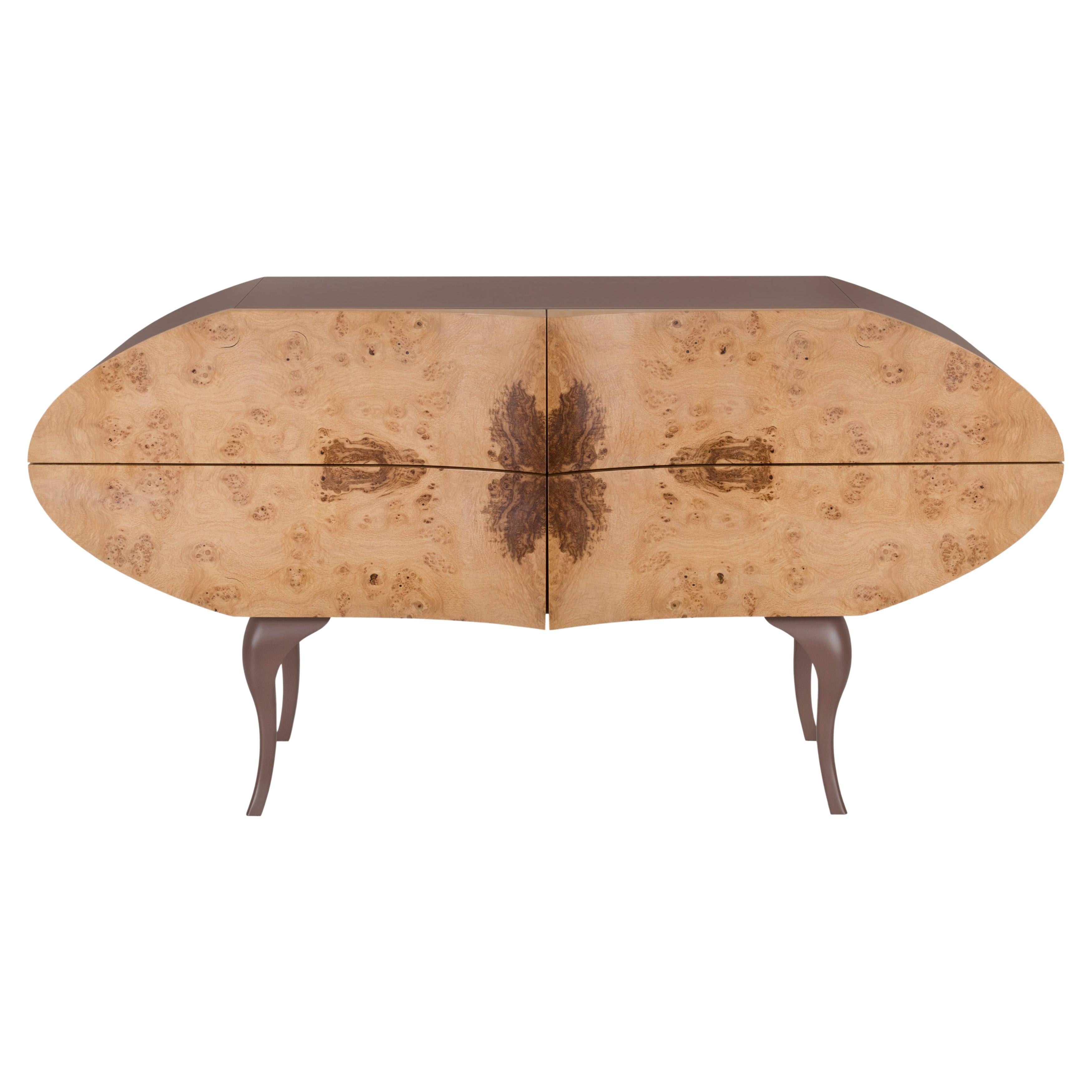 Portoghese Credenza moderna in Oak Root Beans realizzata a mano in Portogallo Greenapple in vendita