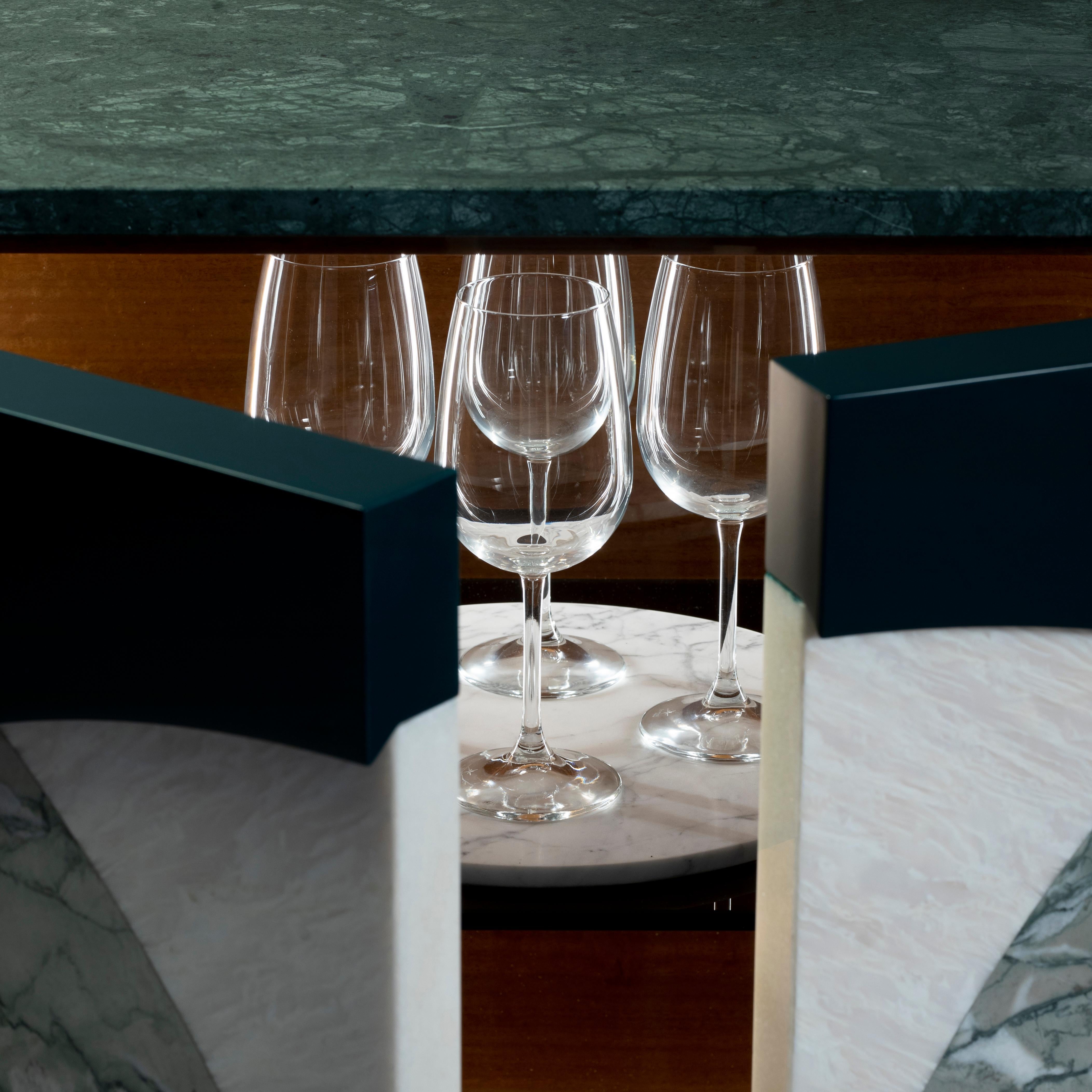 Modern Biloba Marble Sideboard, Cocktail Cabinet, Handmade Portugal Greenapple For Sale 5