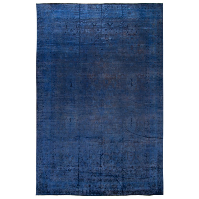 21st Century Modern Blue Over-dyed Wool Rug For Sale at 1stDibs
