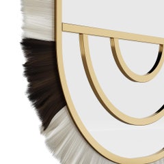 21st Century Modern Bohemian Oval Wall Mirror in Natural Black & White Fiber