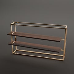 Bibliothèque moderne et minimaliste avec étagères en Wood Wood Wood et laiton brossé