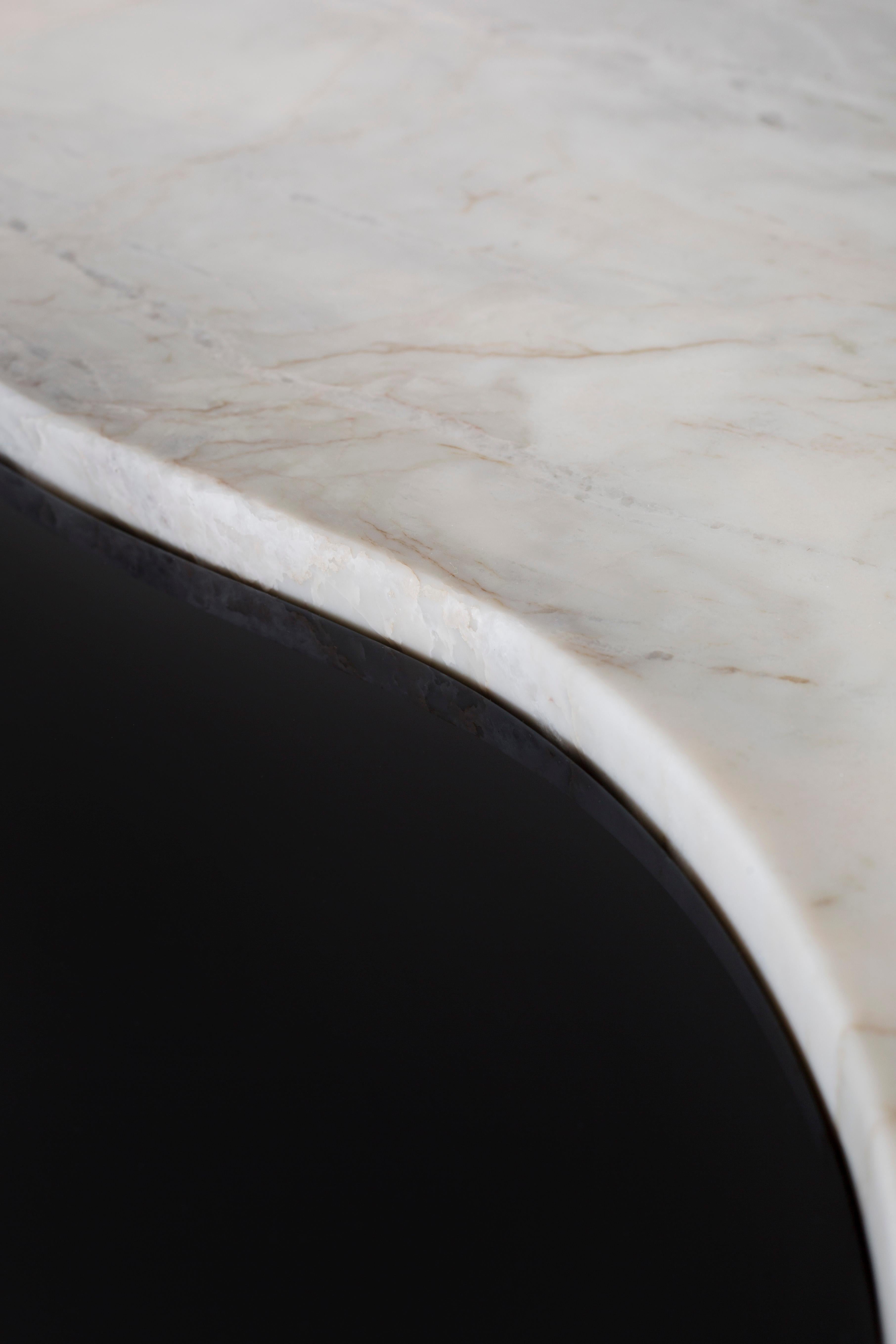 Lacquered Modern Bordeira Coffee Table Calacatta Marble Handmade in Portugal by Greenapple For Sale