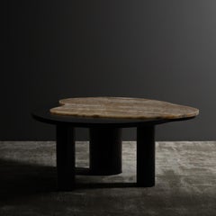 Contemporary Bordeira Stone Coffee Table, Shadow Onyx, Handmade by Greenapple