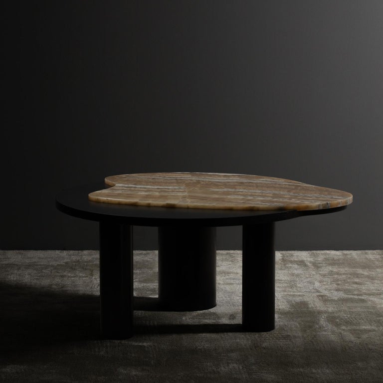 21st Century Contemporary Modern Bordeira Coffee Table Shadow Onyx Handcrafted in Portugal - Europe by Greenapple. 

Inspired by the lines of the beautiful Bordeira beach, this low table adds a representation of our earth’s visual history to every