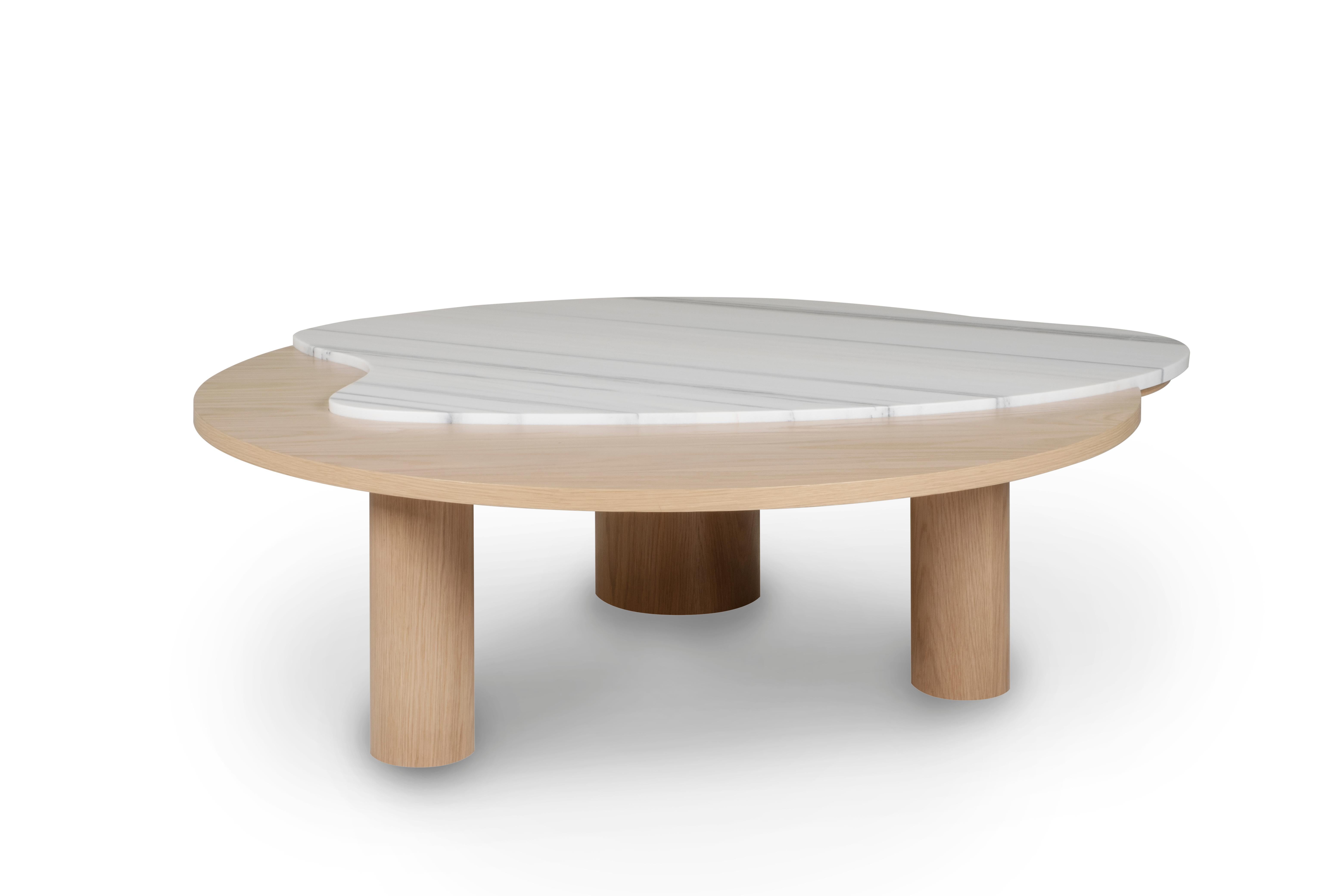 Stained Modern Bordeira Coffee Table, Lasa Marble, Handmade in Portugal by Greenapple For Sale