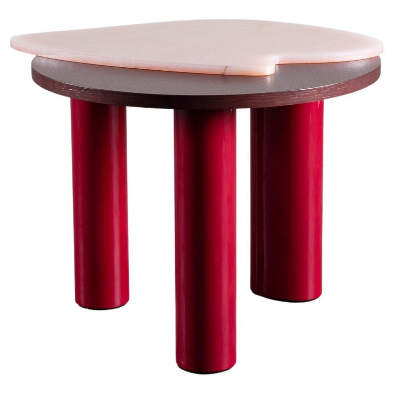 Greenapple Side Table, Bordeira Side Table, Pink Onyx, Handmade in Portugal In New Condition For Sale In Cartaxo, PT