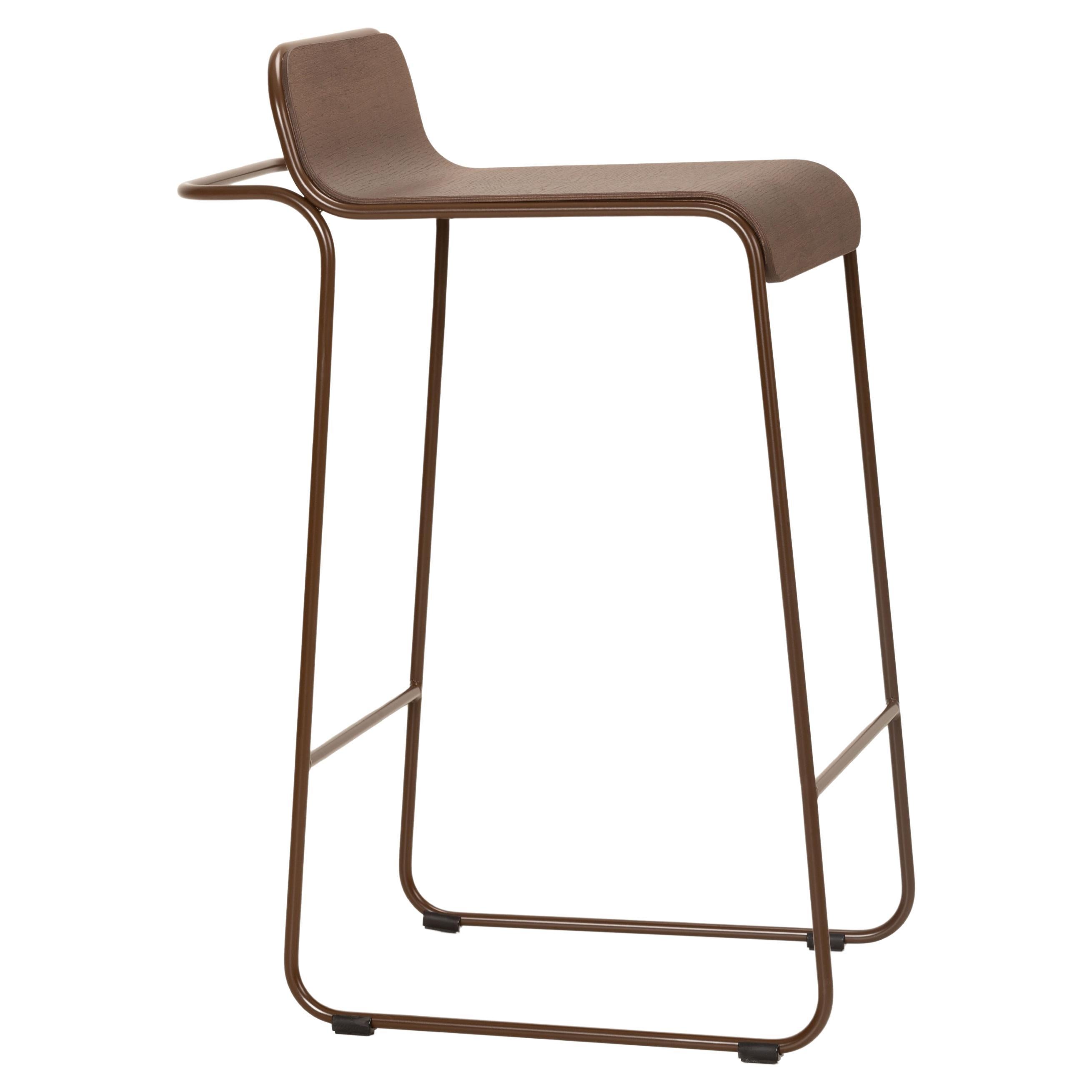 21st Century Modern Brown Wooden Low Stool Flow Made in Italy For Sale