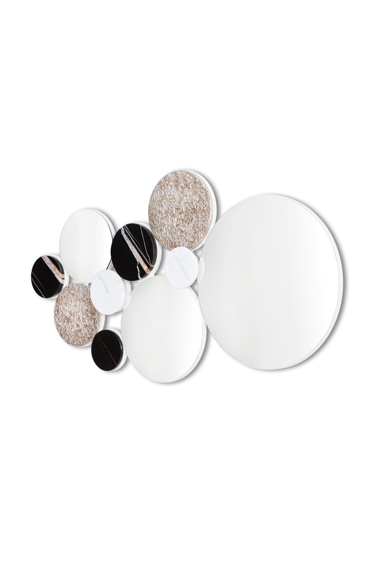 Lacquered 21st Century Modern Bubbles 10 Wall Mirror Handcrafted in Portugal by Greenapple For Sale