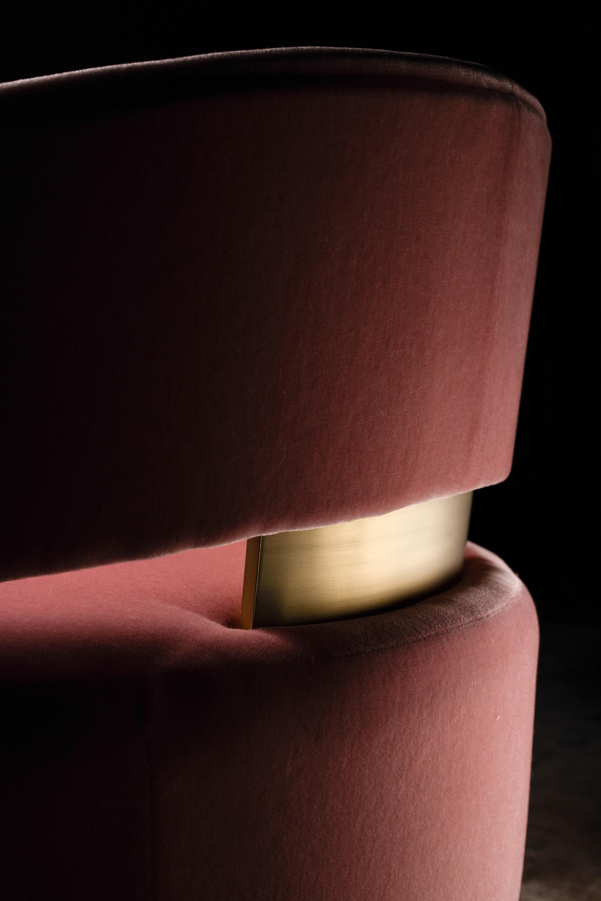 Modern Caju Lounge Chair, Swivel, Pink Mohair, Handmade Portugal by Greenapple For Sale 4