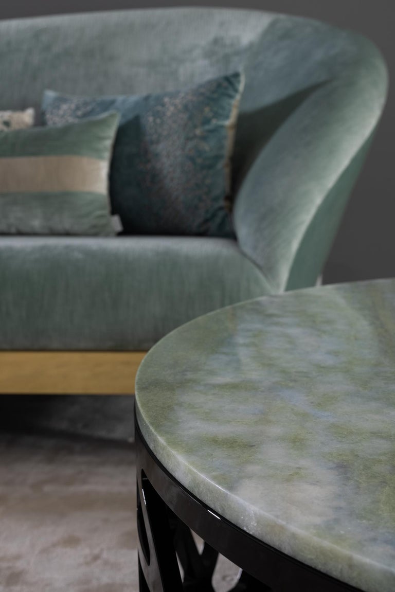 Greenapple Sofa, Cambridge Sofa, Green Jacquard Velvet, Handmade in Portugal For Sale 2