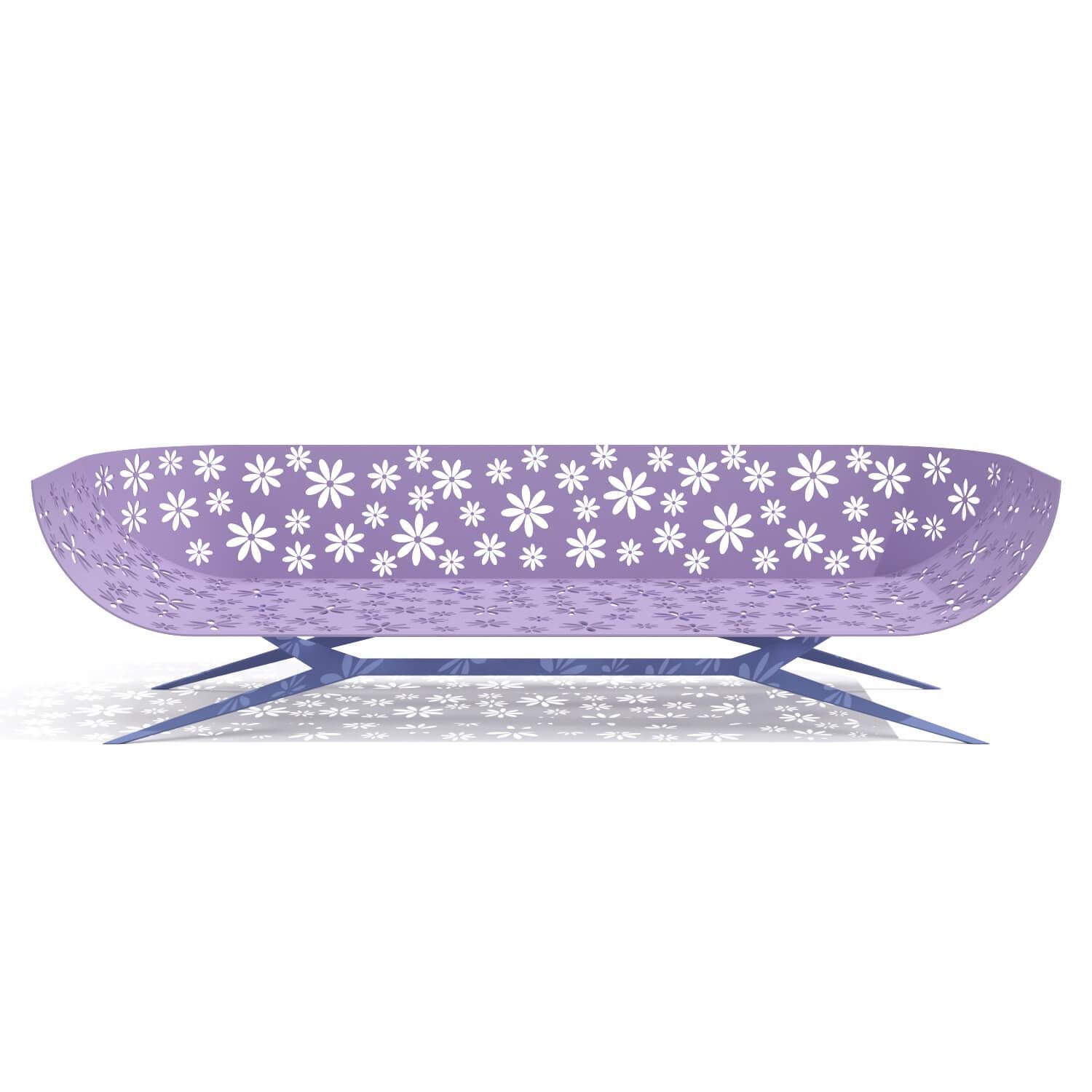 Divano a tre posti da esterno moderno in cammello e bianco con schienale curvo e design floreale in vendita 9