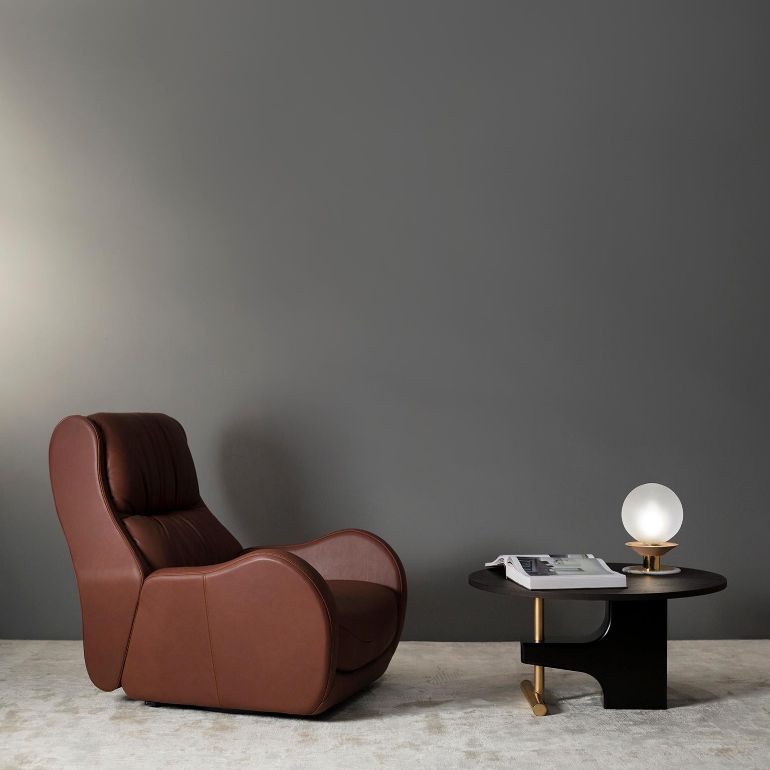 Modern Capelinhos Lounge Chair, Swivel, Leather, Handmade Portugal Greenapple  For Sale 11