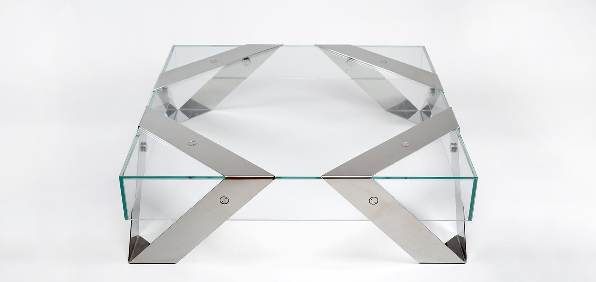 Modern Minimalist Square Center Coffee Table High-Gloss and Matte Black Lacquer For Sale 9