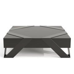 Mesa de centro cuadrada minimalista moderna Laca negra mate y alto brillo
