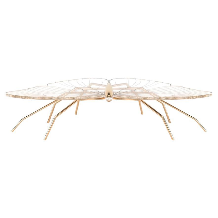 Organic Modern Accent Center Coffee Table in Polished Brass and Acrylic For Sale 3