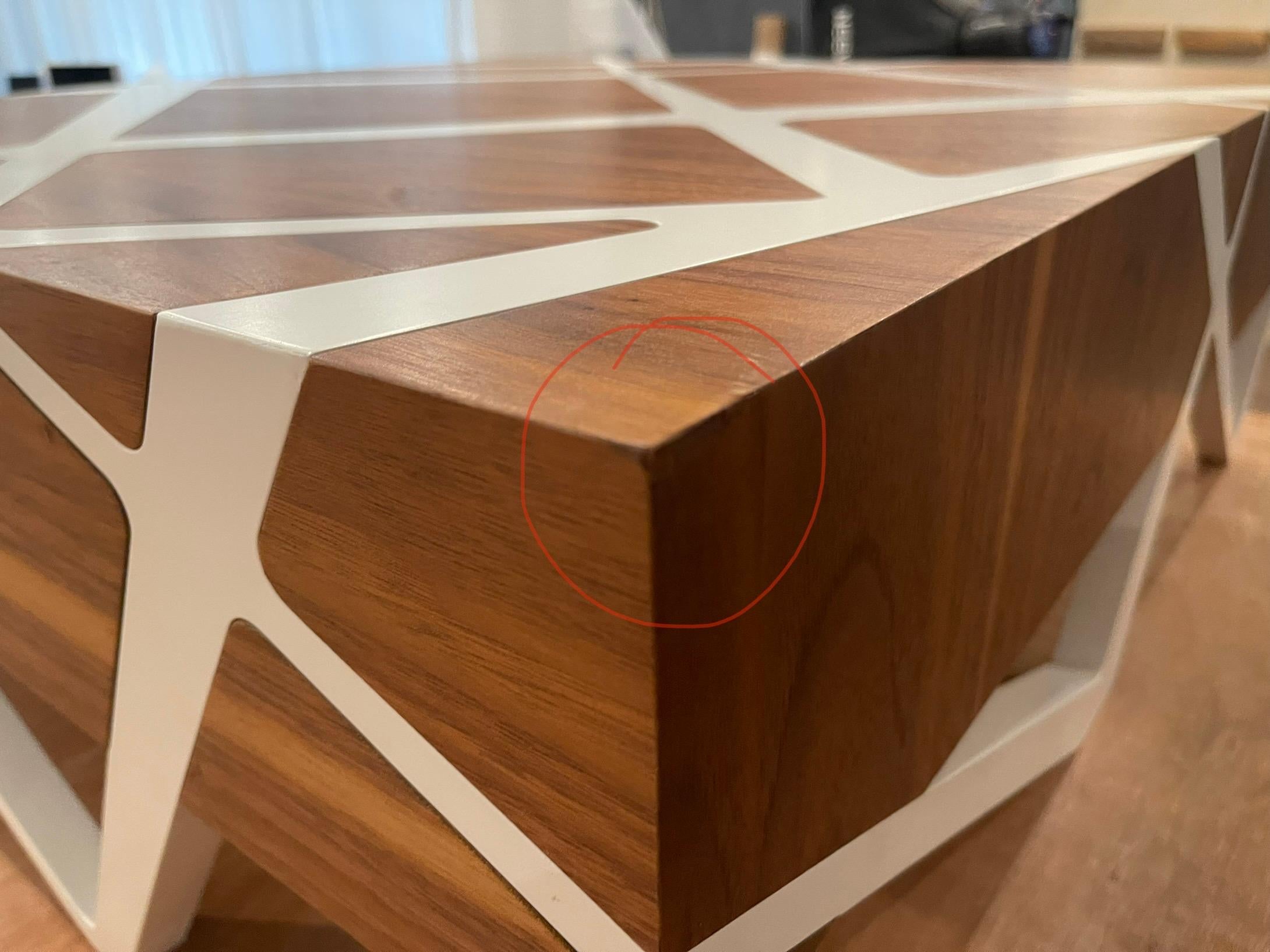 21st Century Modern Center Coffee Table in Walnut Wood and White Showroom Sample 10