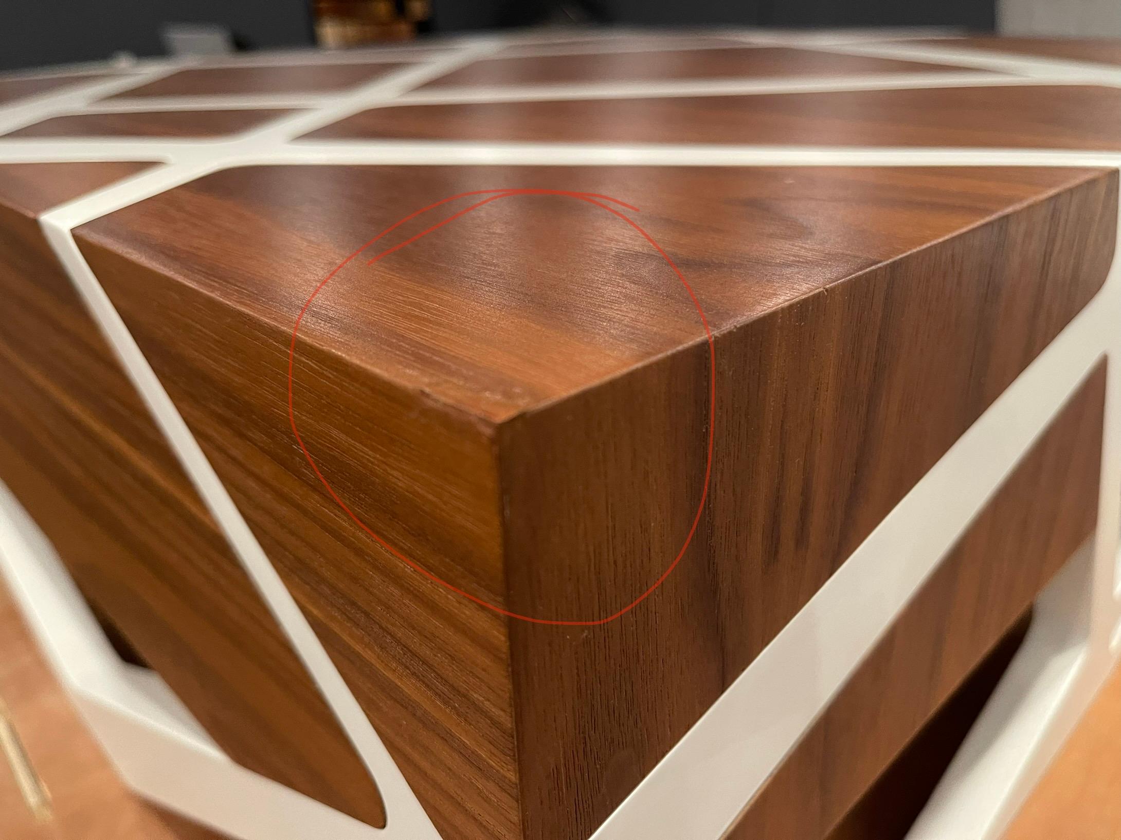 21st Century Modern Center Coffee Table in Walnut Wood and White Showroom Sample 3