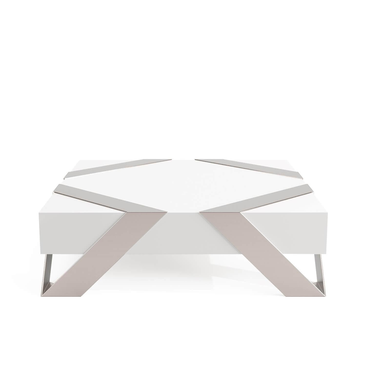 Modern Minimalist Square Center Coffee Table Walnut Wood Brushed Stainless Steel In New Condition For Sale In Vila Nova Famalicão, PT