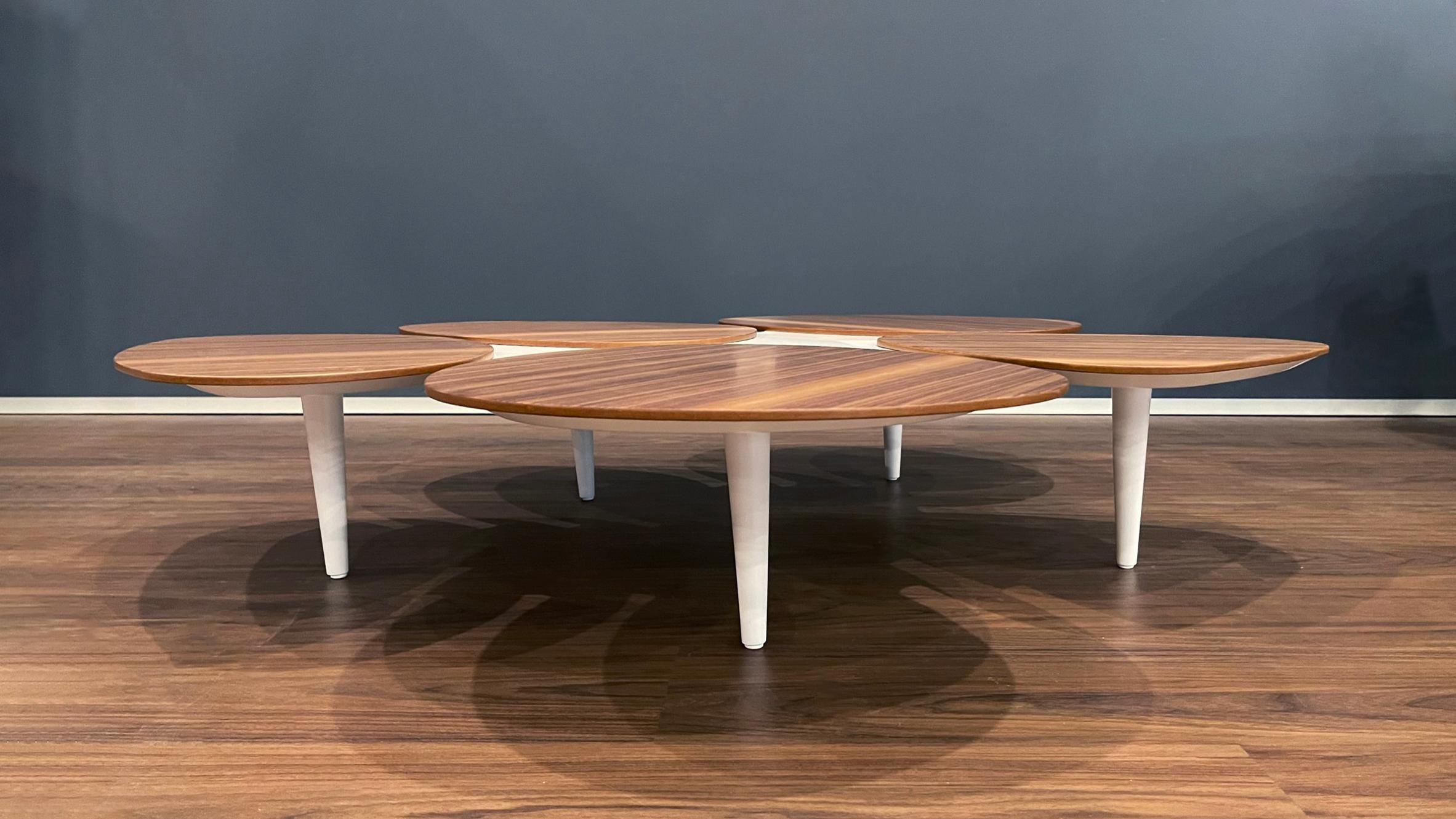 Organic Modern Center Coffee Table in Walnut Wood and White Lacquered Wood In Excellent Condition For Sale In Vila Nova Famalicão, PT