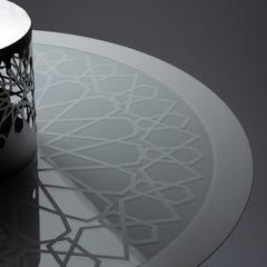 21st Century Modern Center Table Stainless Steel and White Glass Showroom Sample