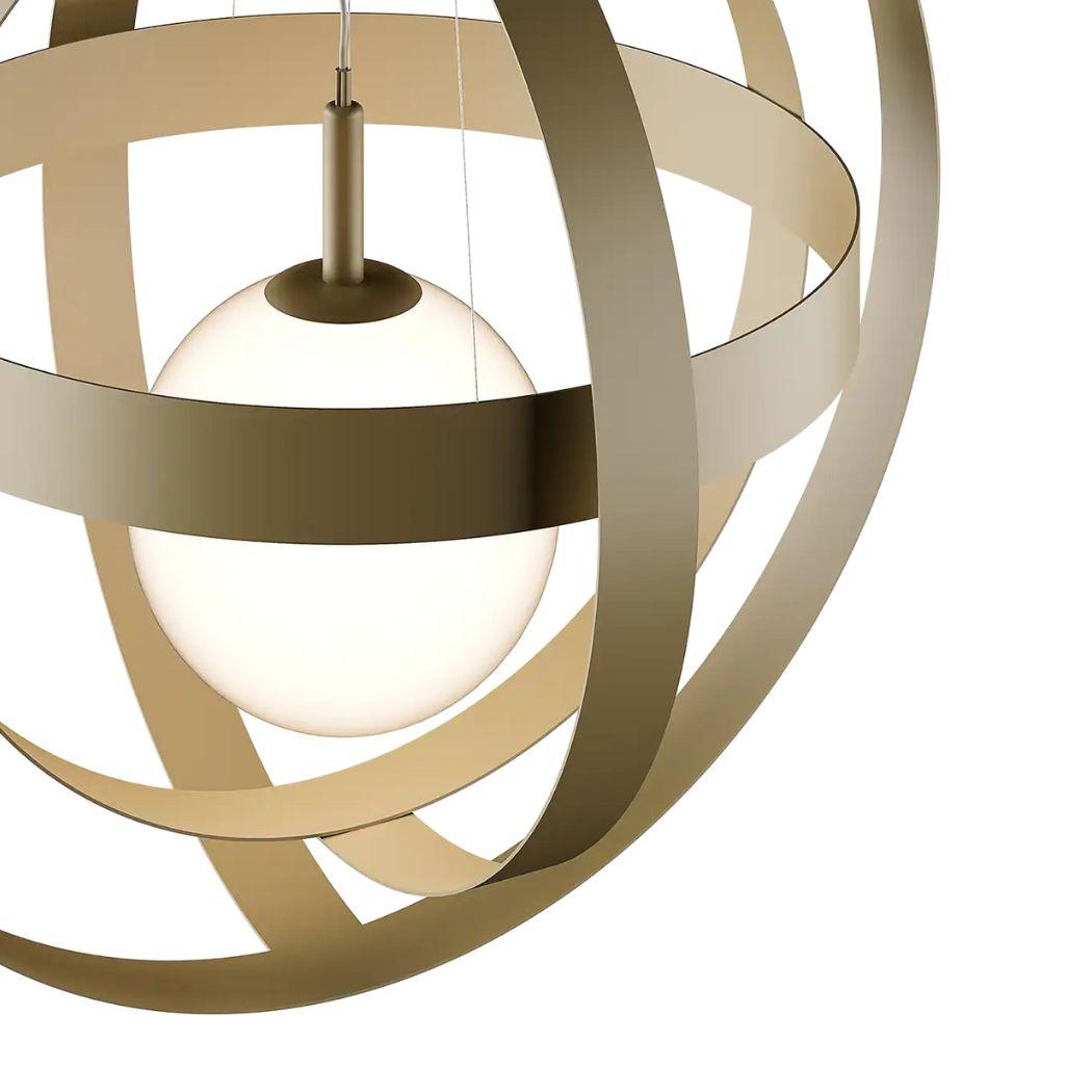 Portuguese 21st Century Modern Chandelier Art Deco Inspo Gold Lacquer Arcs Suspension Lamp For Sale