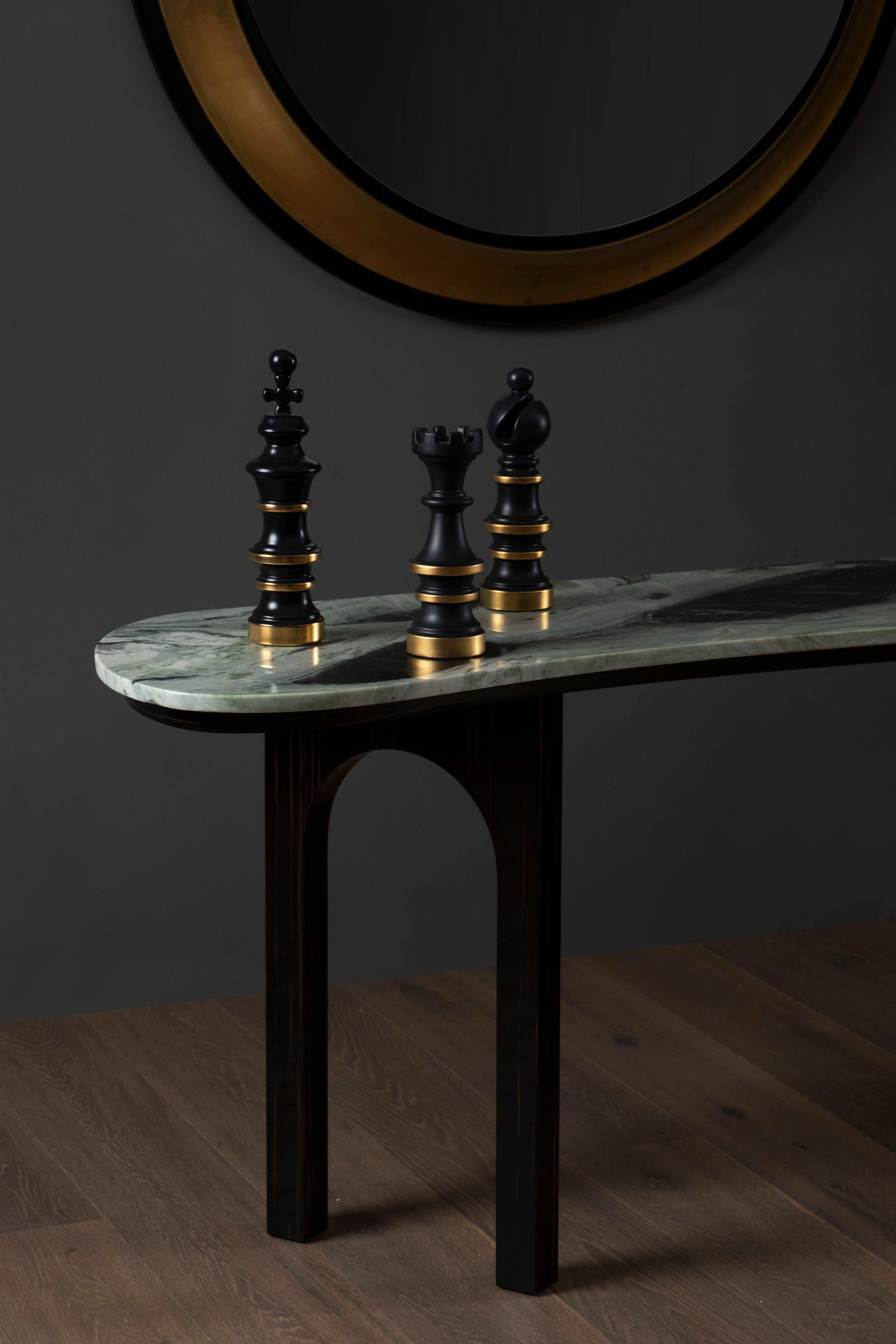 Table console moderne Chiado, marbre, cuir, fabriquée à la main au Portugal par Greenapple en vente 7