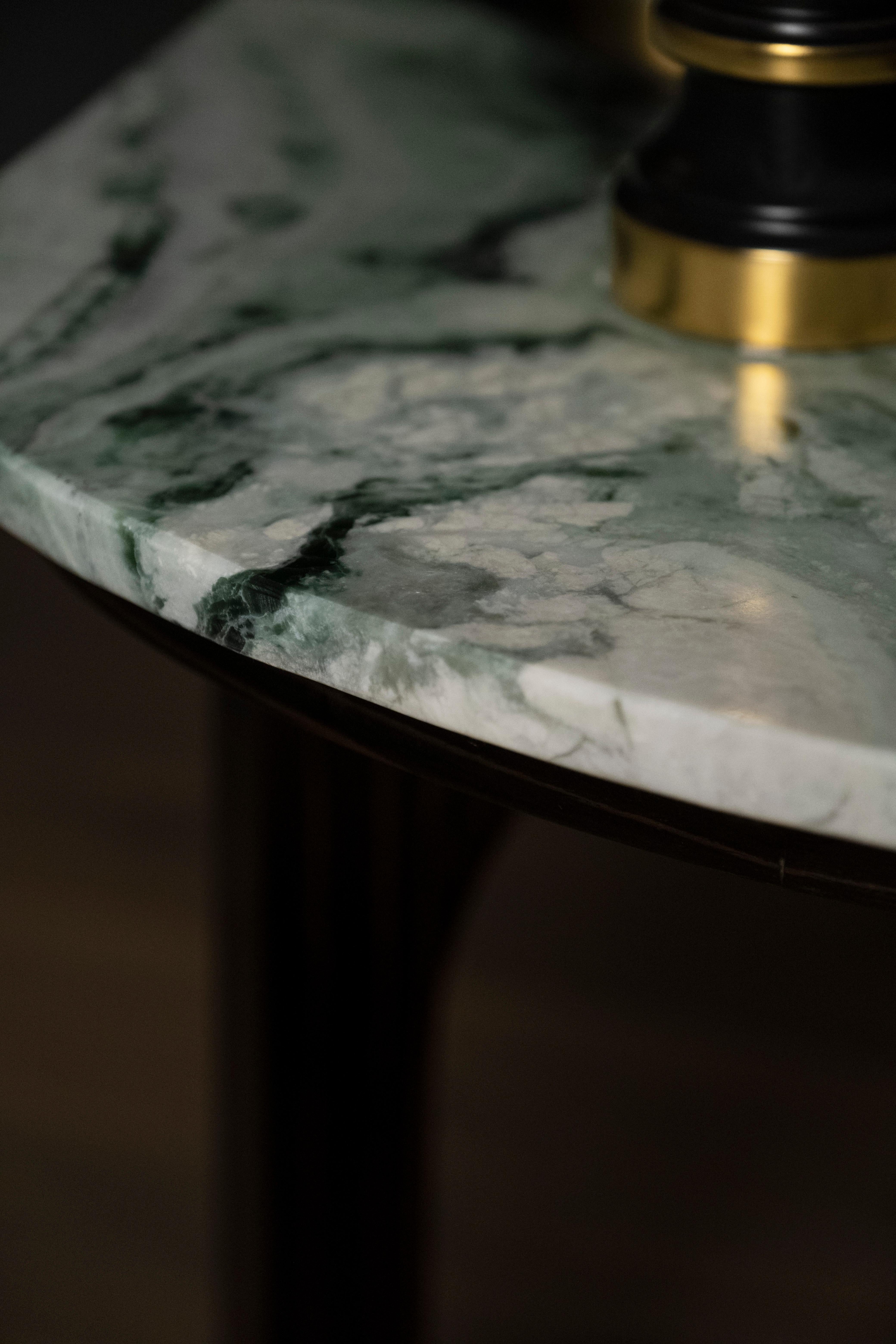 Polished Modern Chiado Console Table, Marble, Leather, Handmade in Portugal by Greenapple For Sale