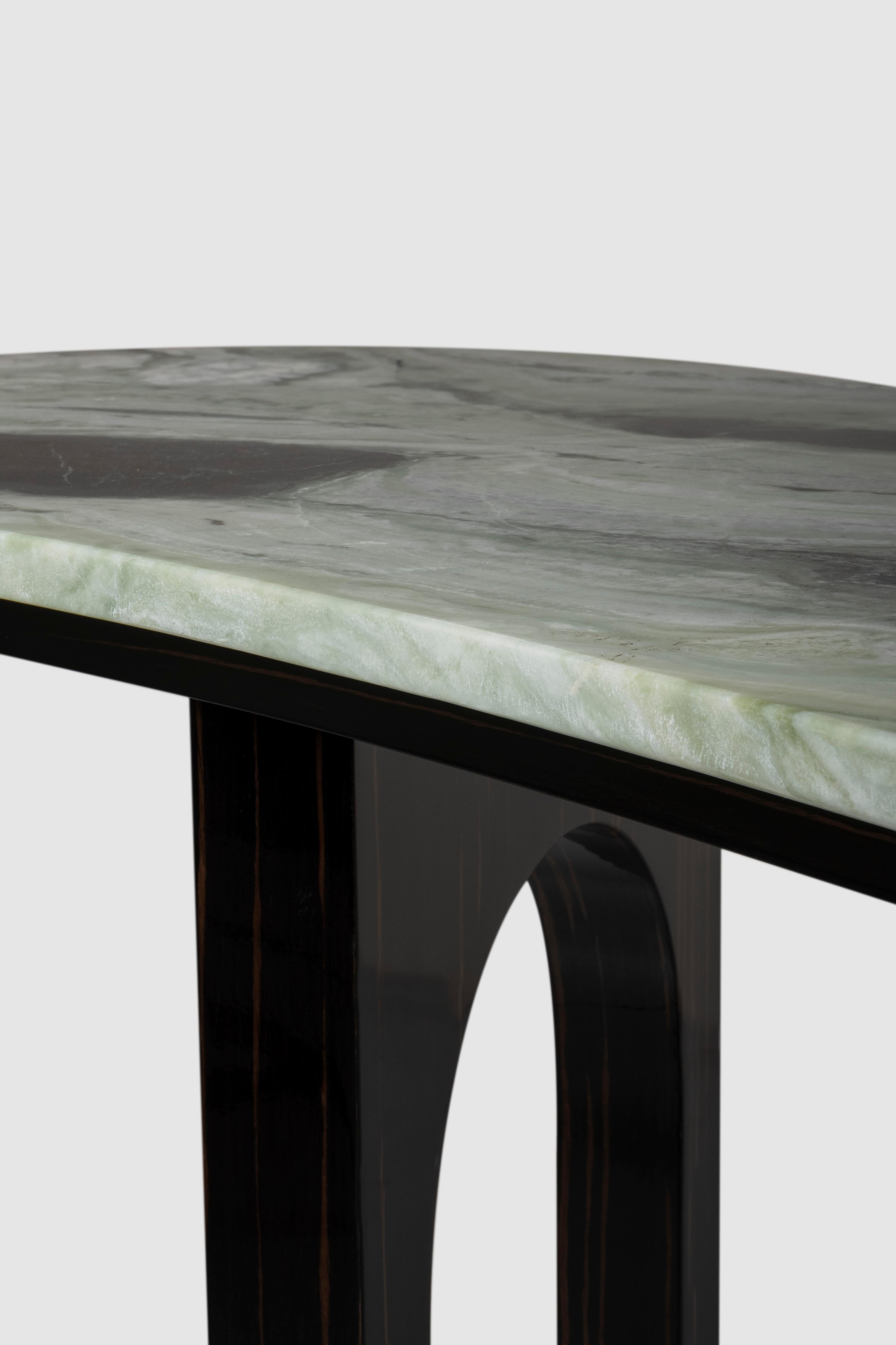 Table console moderne Chiado, marbre, cuir, fabriquée à la main au Portugal par Greenapple en vente 2