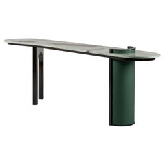Modern Chiado Console Table Marble Leather Handmade in Portugal by Greenapple