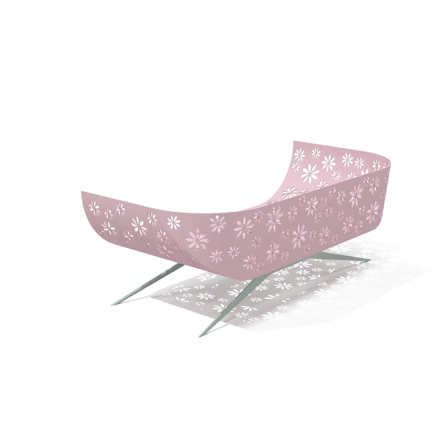 Portuguese Modern Pink & Green Outdoor Two-Seater Sofa Curved Back with Floral Design For Sale