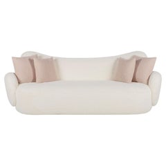 Modern Conchula Curved Sofa, Ivory Bouclé, Handmade in Portugal by Greenapple