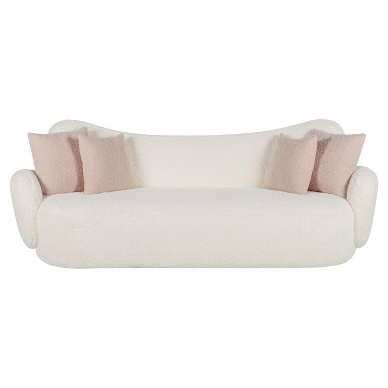 21st Century Modern Conchula 4-Seat Sofa Bouclé Handcrafted by Greenapple For Sale