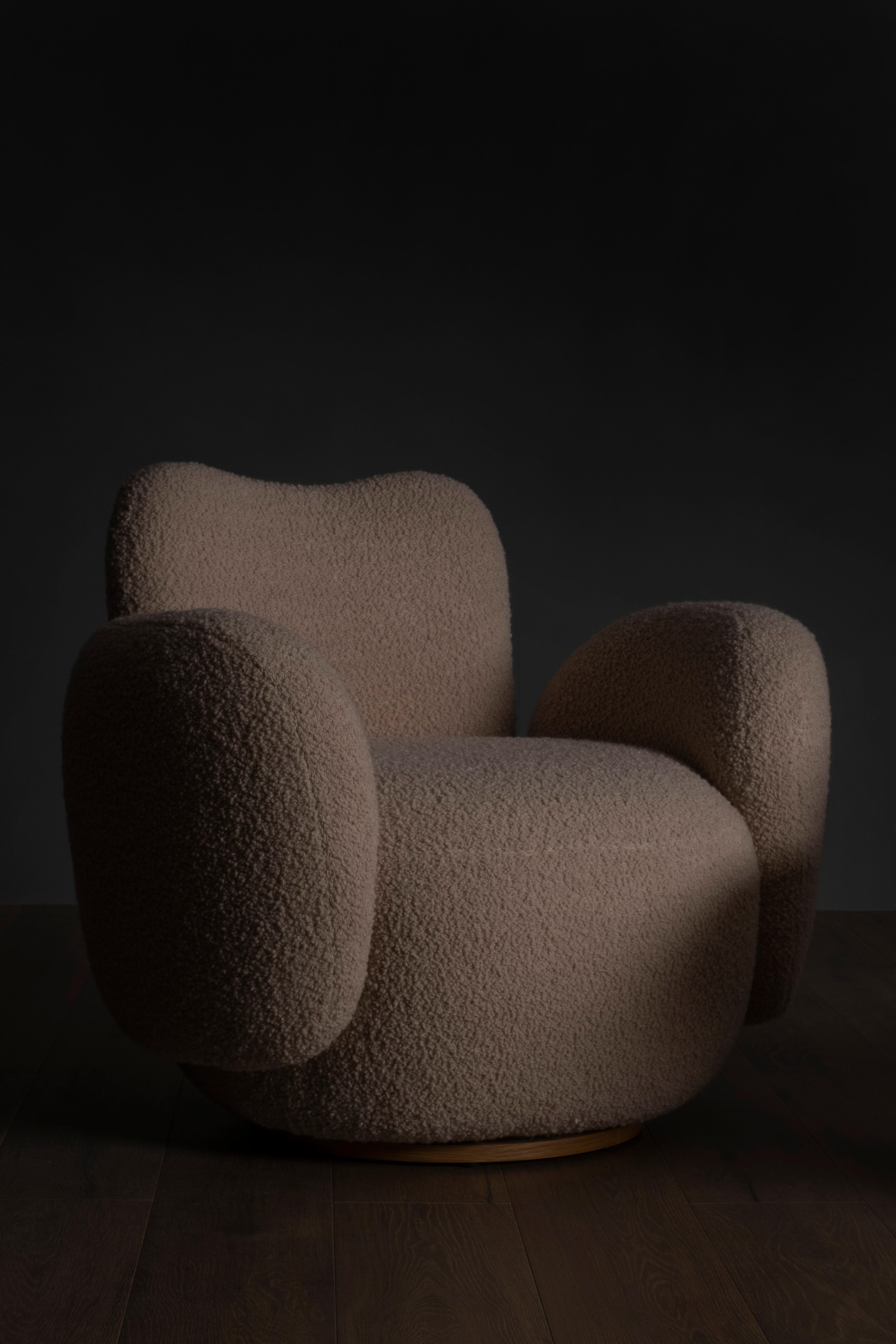 Modern Conchula Armchair Lounge Chair Wool Bouclé Handmade Portugal Greenapple For Sale 6