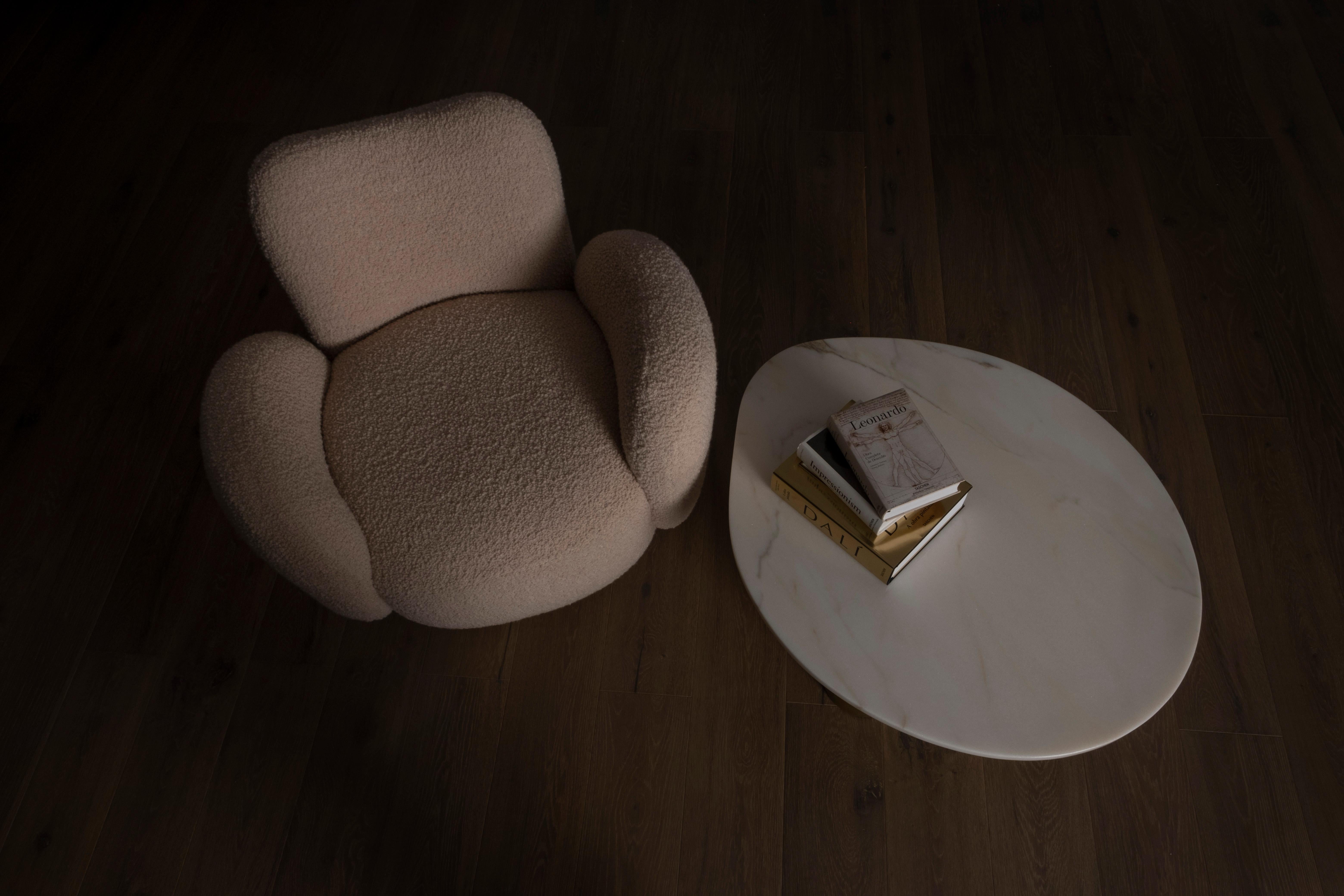 Modern Conchula Armchair Lounge Chair Wool Bouclé Handmade Portugal Greenapple For Sale 1