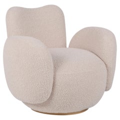 Contemporary Modern Conchula Armchair in Pink Cotton-Wool Bouclé by Greenapple
