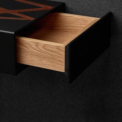 Organic Modern Accent Console Table in Black Lacquer and Copper